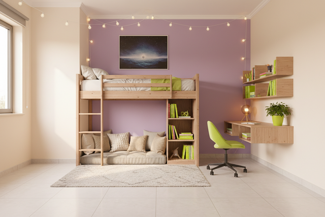 Cuarto Juvenil Lavanda + Lima